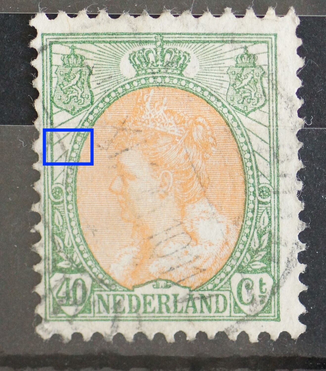 NVPH 73 - breuk in rand medaillon links