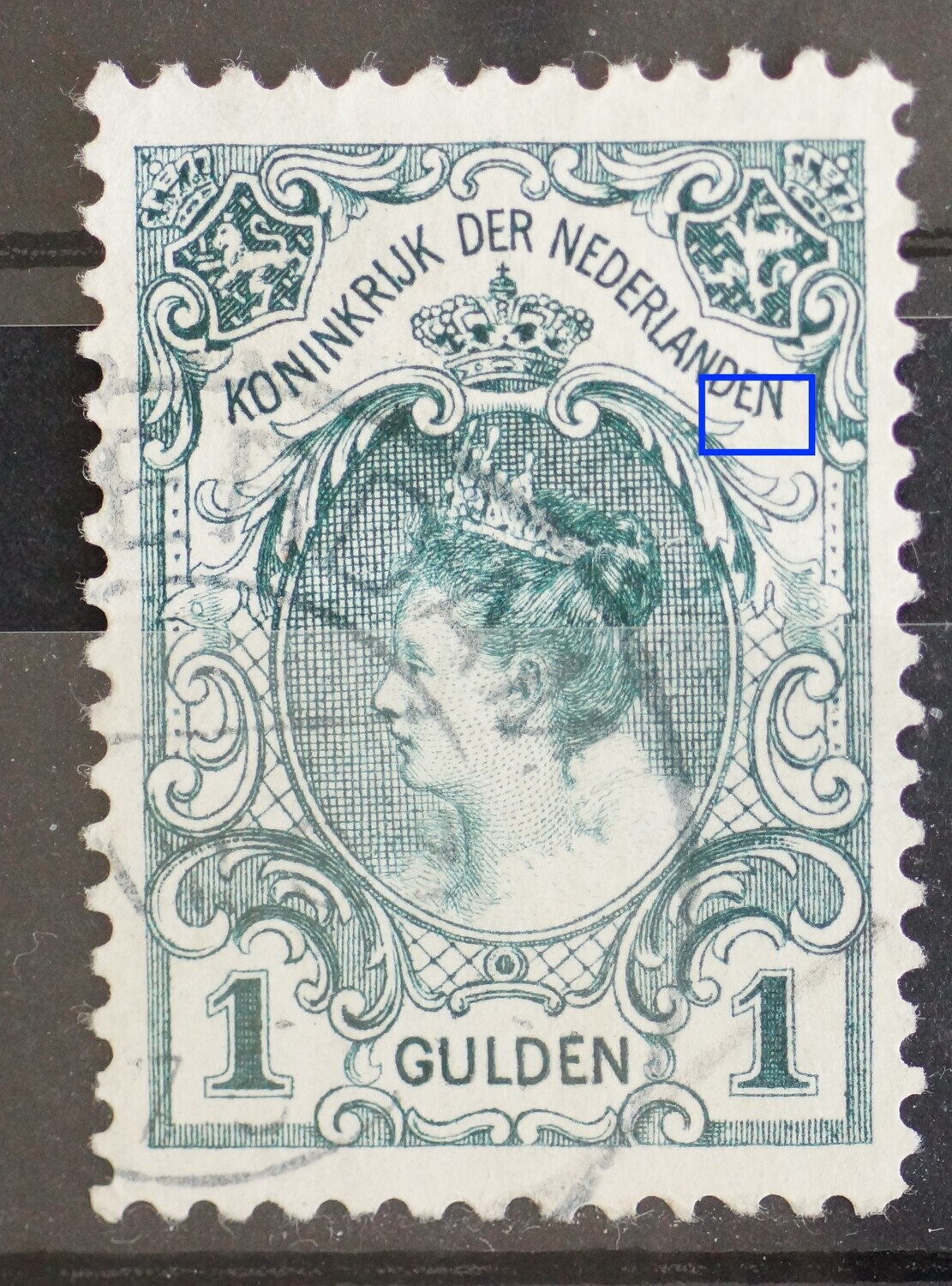NVPH 77 - groene punt onder aan de  derde N van NEDERLANDEN
