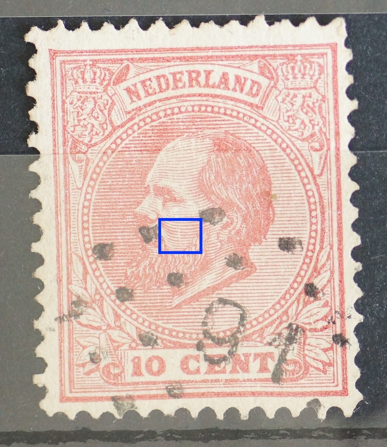 NVPH 21 - witte verticale kras op het gezicht NVPH 21 - witte verticale kras op het gezicht