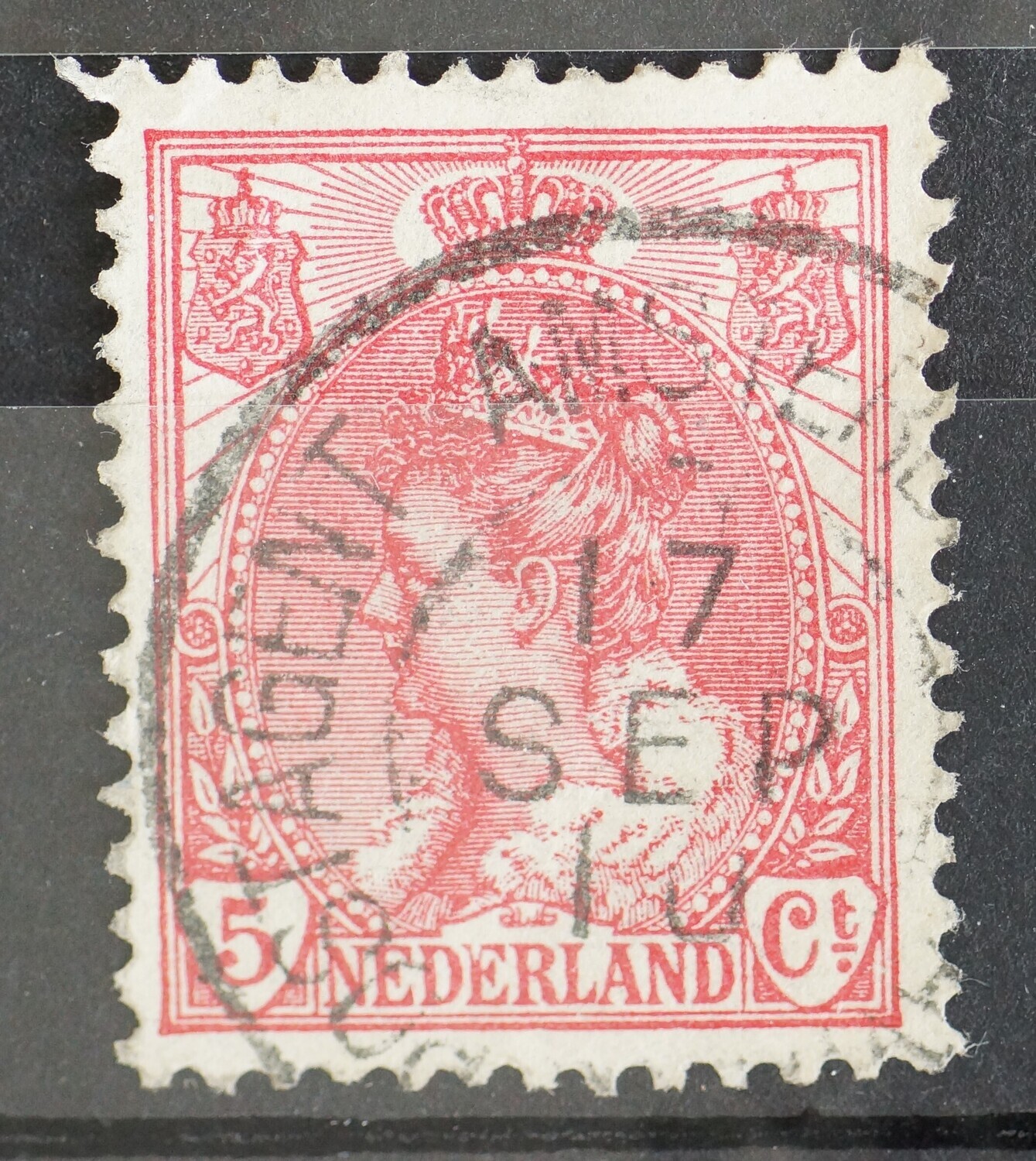Postagent Amsterdam-Batavia op NVPH 60