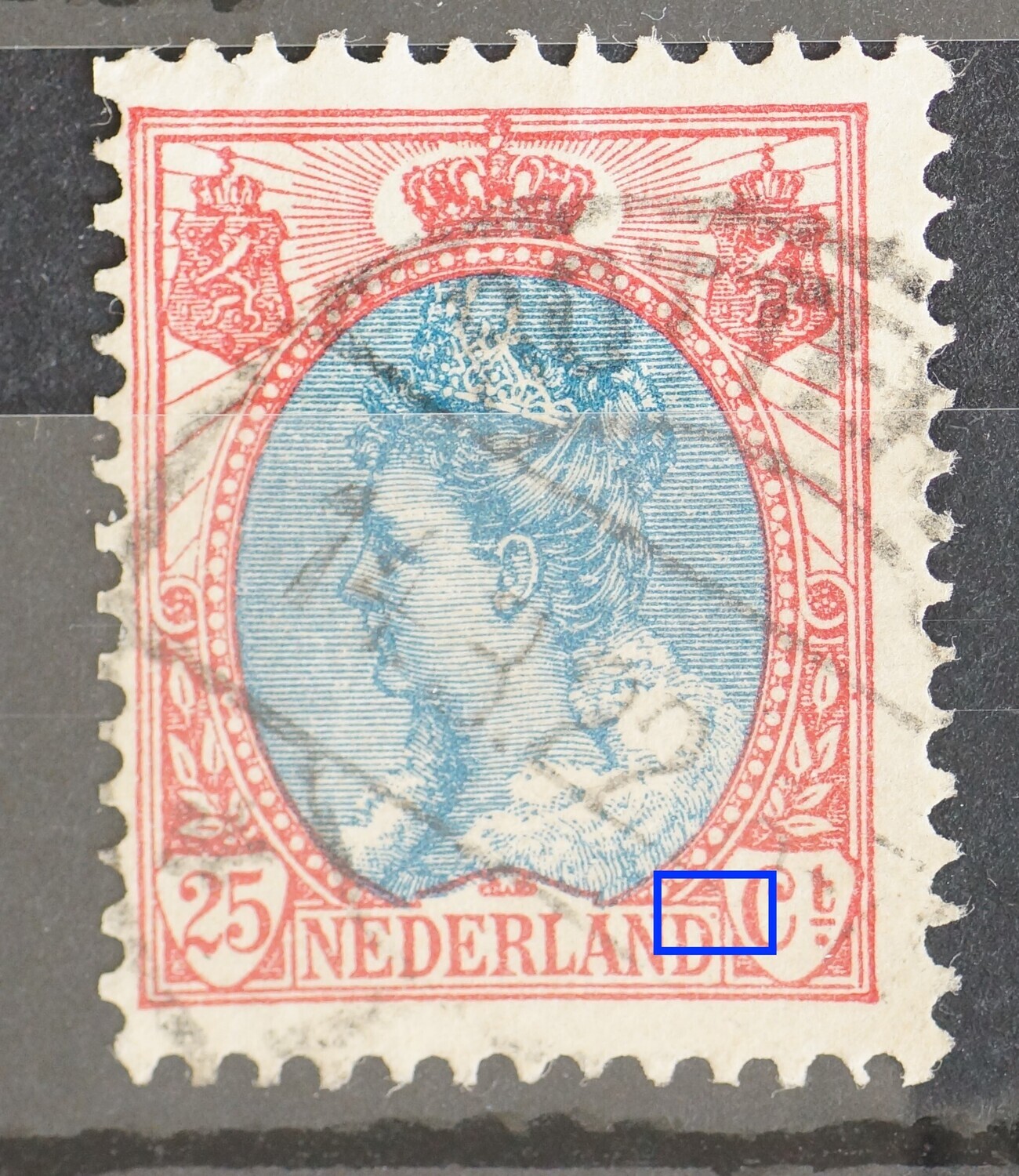 NVPH 71 - rode stip achter NEDERLAND