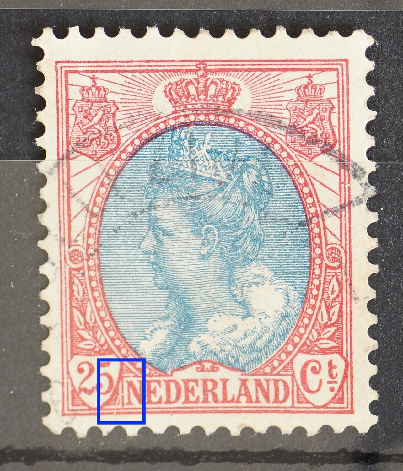 NVPH 71 - witte graveerkras rechts van 25
