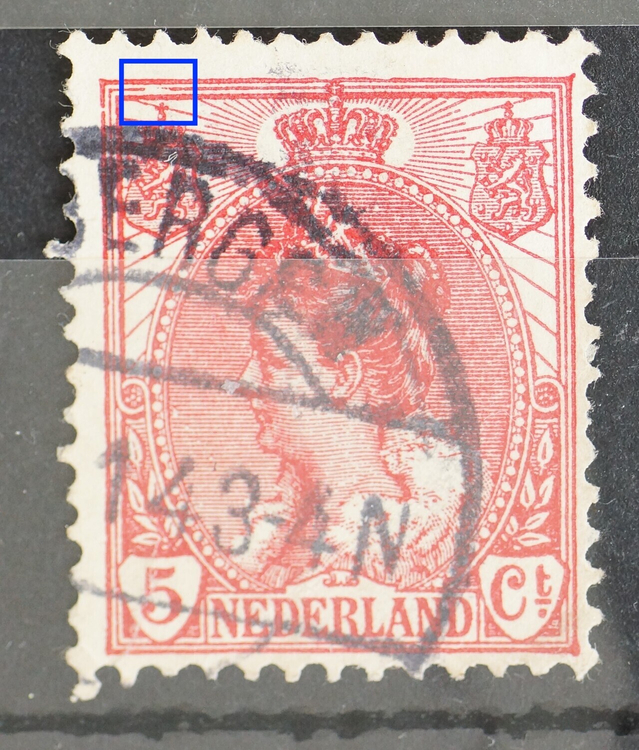 NVPH 60 - o.a. grote breuk in kaderlijn boven, links NVPH 60 - o.a. grote breuk in kaderlijn boven, links