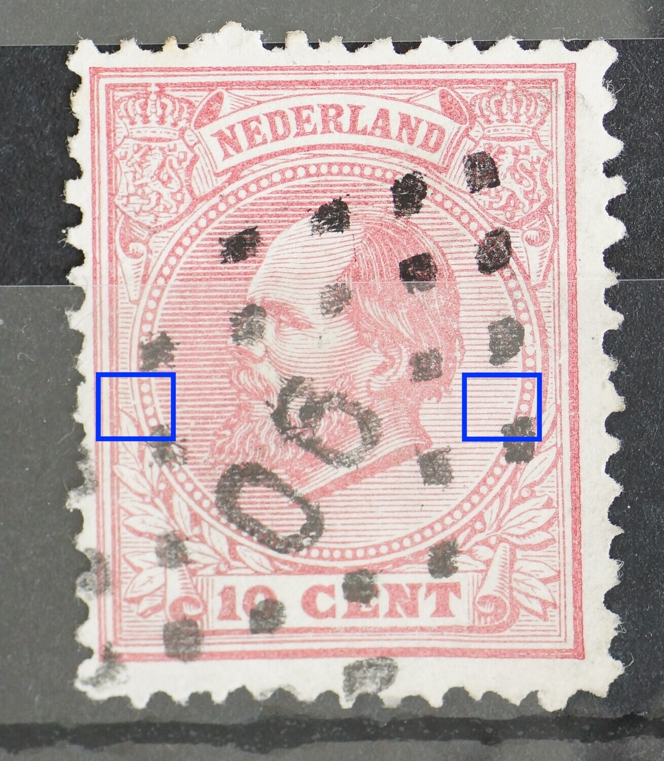 NVPH 21 - breuk in rand medaillon en in arcering