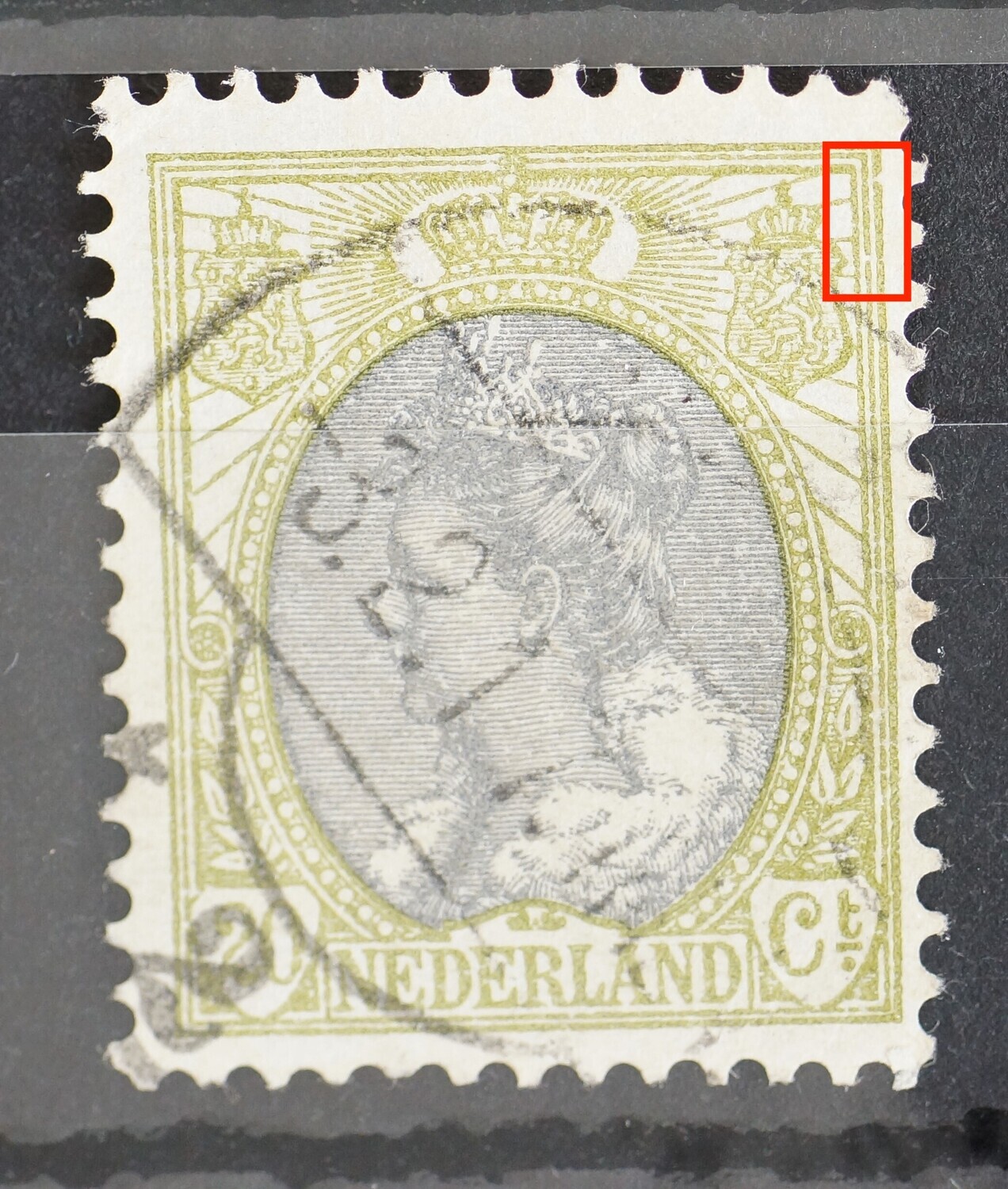 NVPH 69 - breuken in kaderlijn rechts, boven