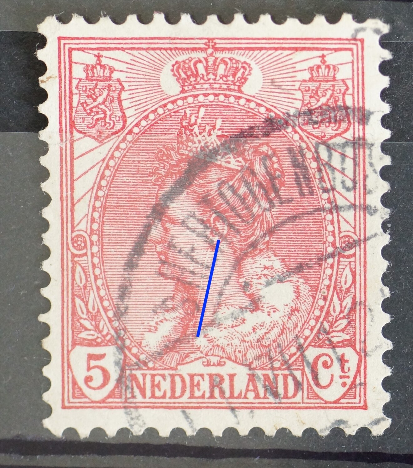 NVPH 60 - witte graveerkras in het gezicht