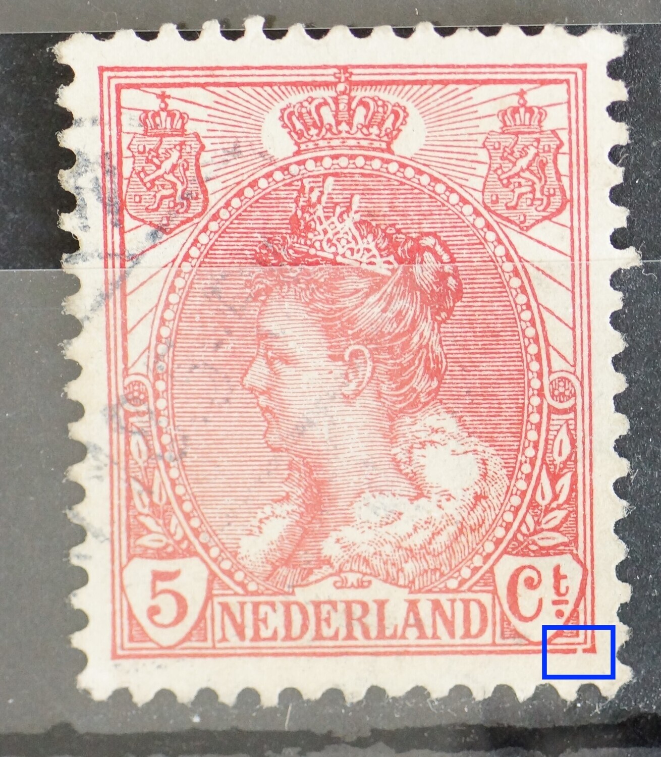 NVPH 60 - breuk in kaderlijn onder, rechts