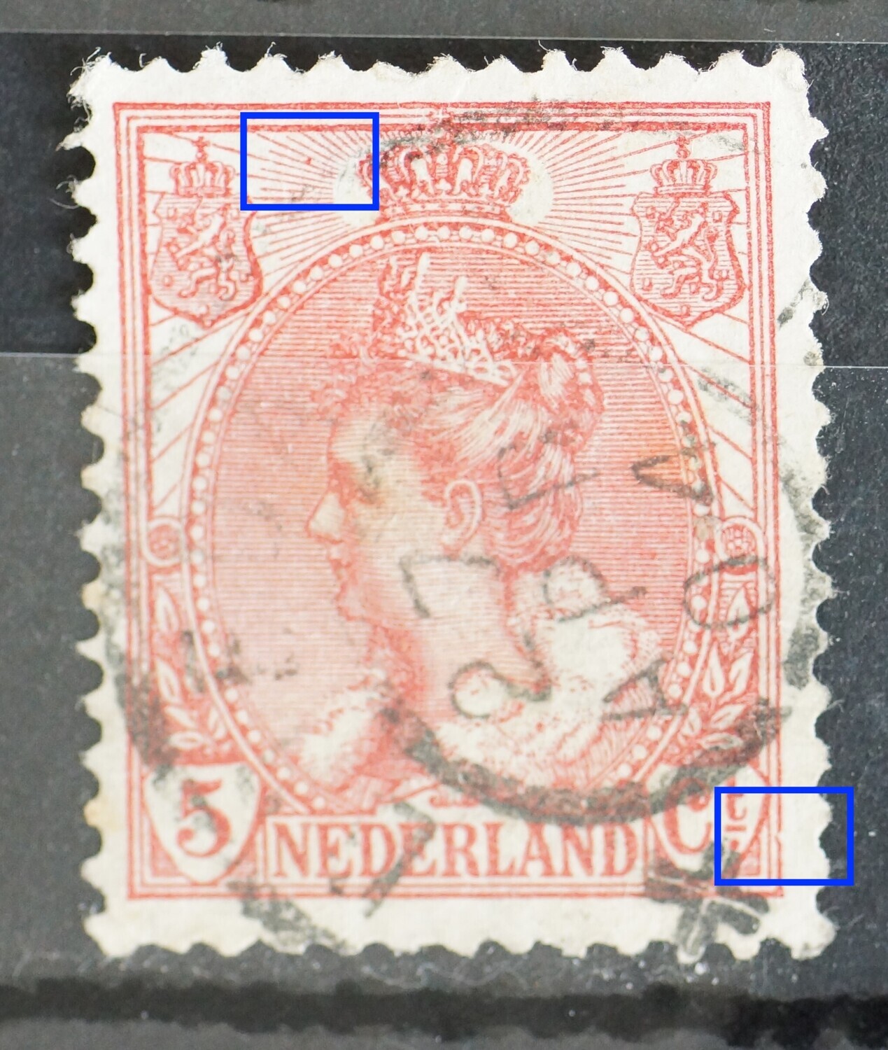 NVPH 60 - o.a. beschadigde kaderlijn rechts van Ct.