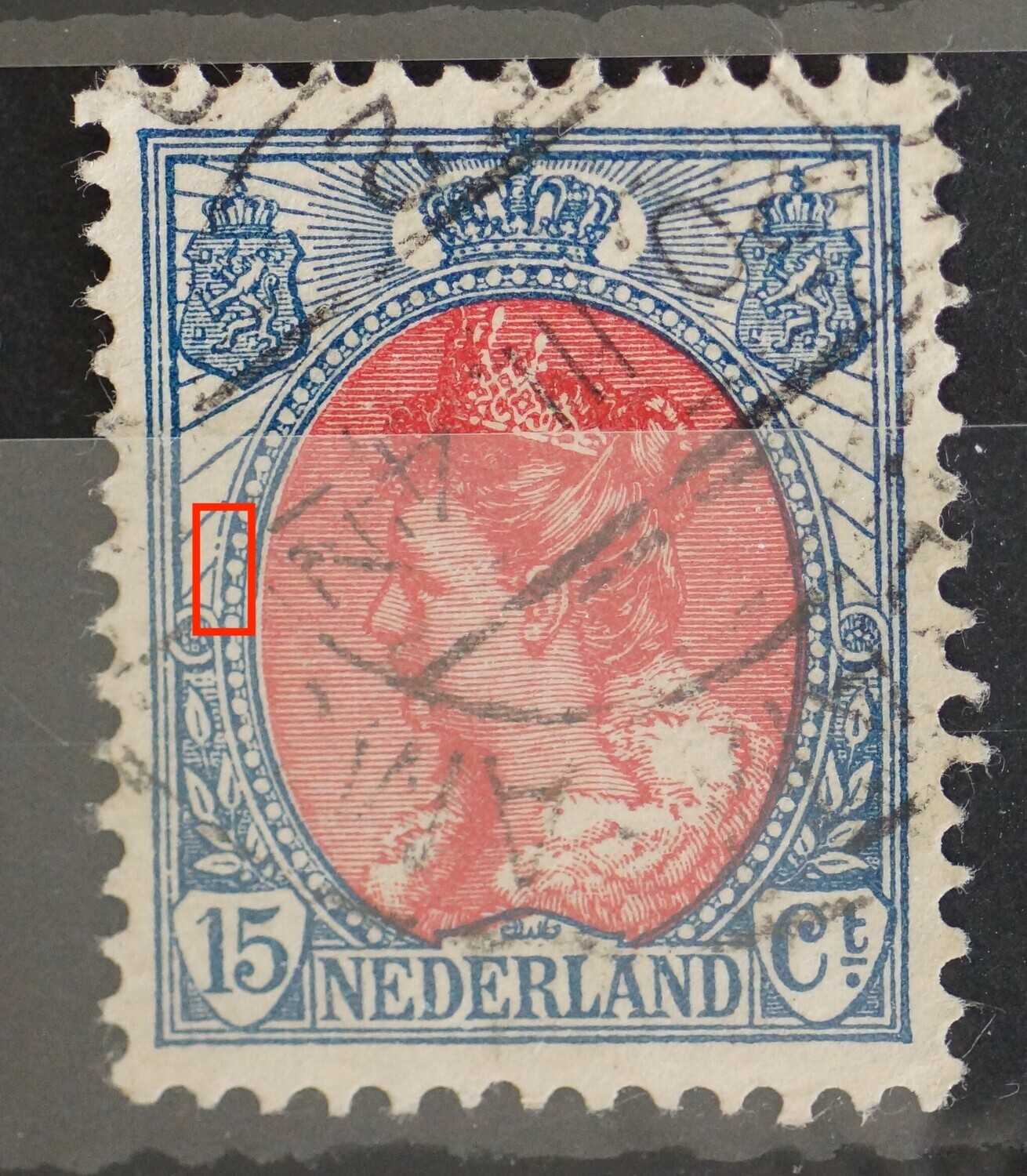 NVPH 65 - beschadigingen bij rand medaillon links