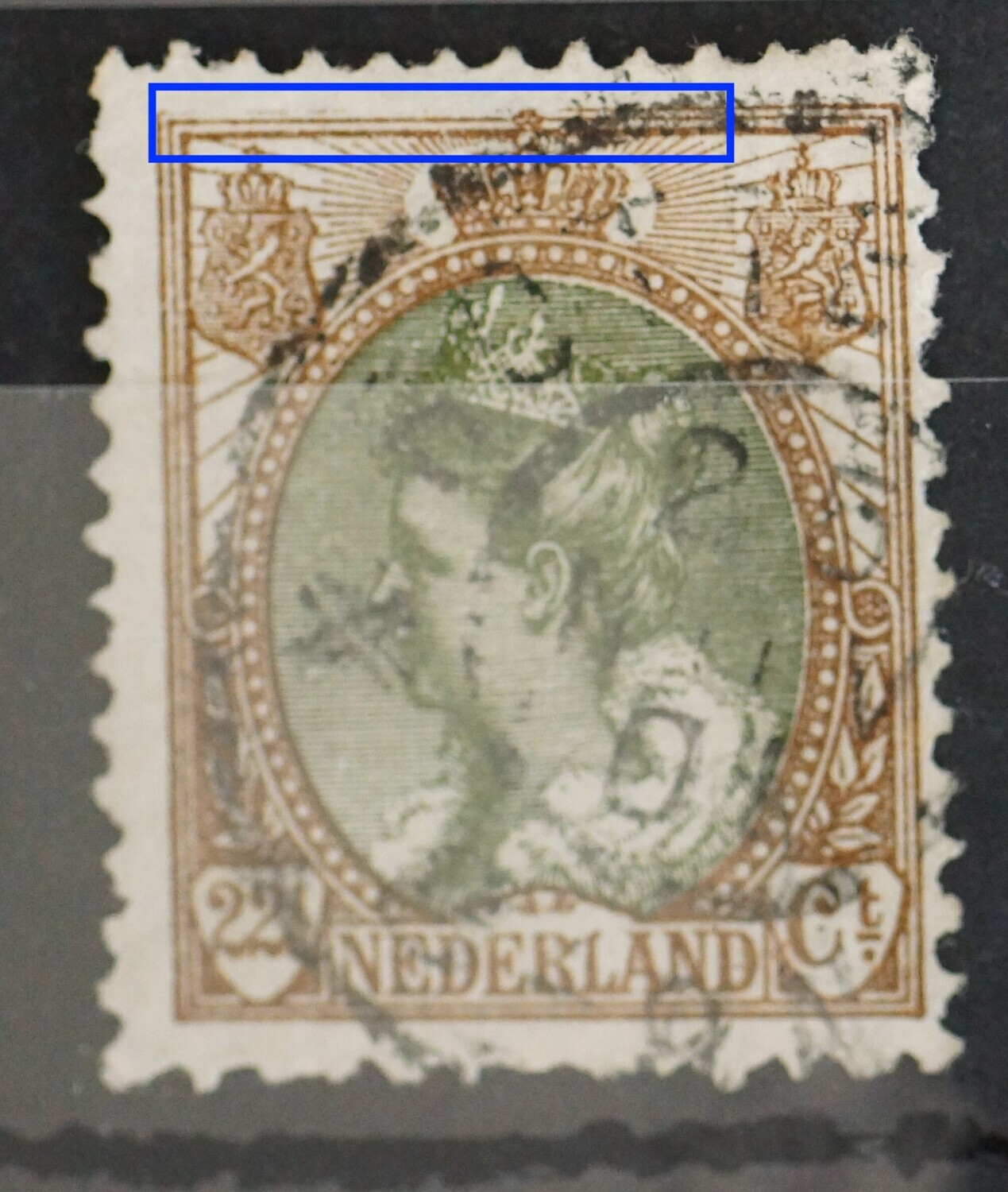 NVPH 70 - groot deel bovenste kaderlijn ontbreekt