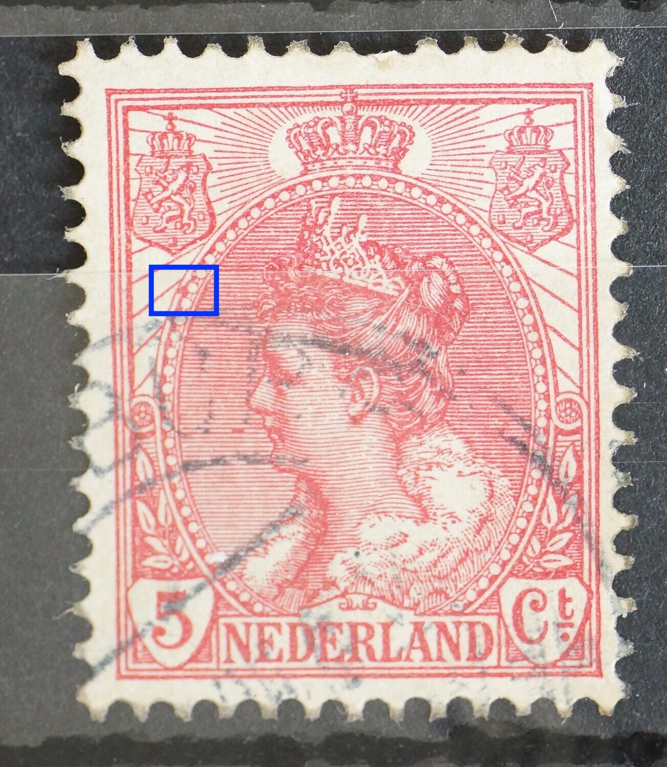 NVPH 60 - rode vlek in rand medaillon links