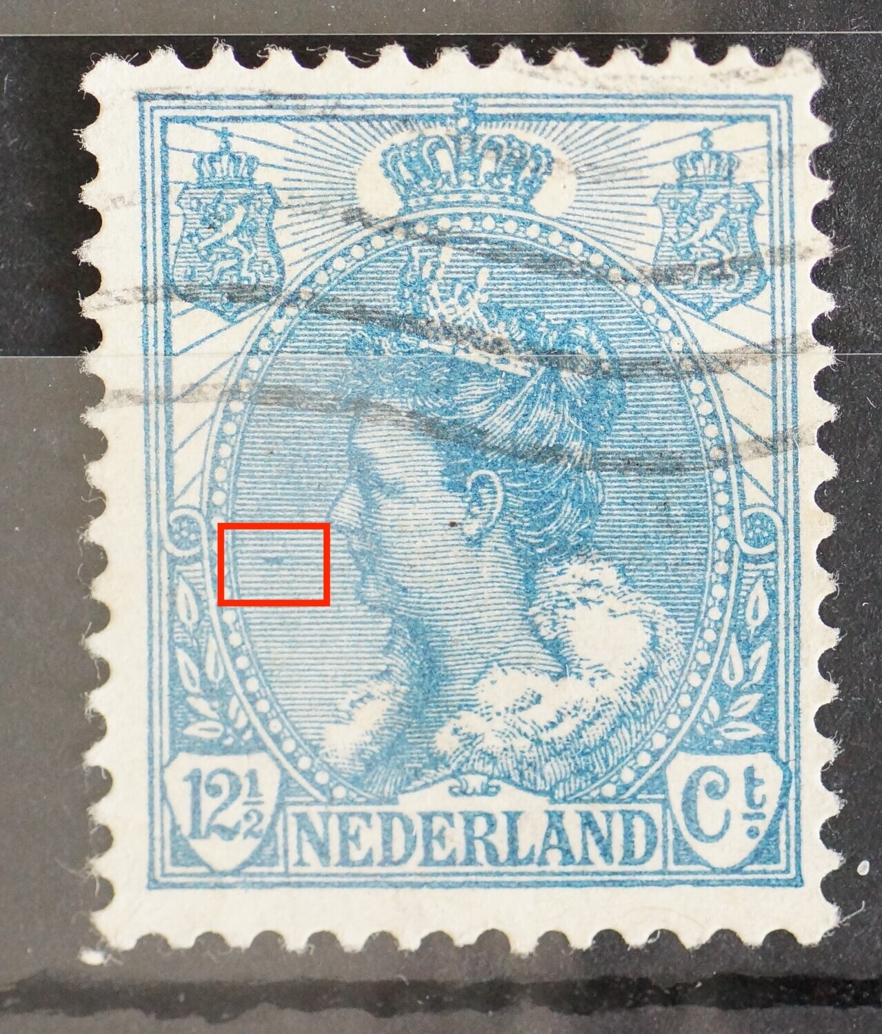 NVPH 63 - blauwe streep tussen arcering links