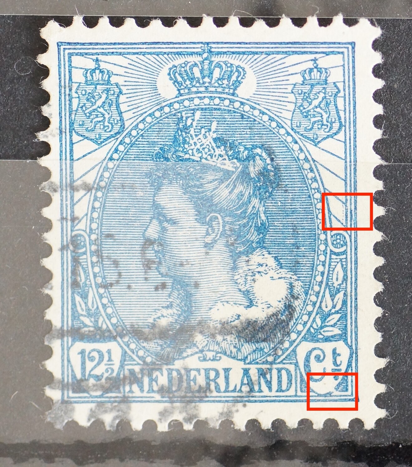 NVPH 63 - o.a. breuk in schild rondom Ct.