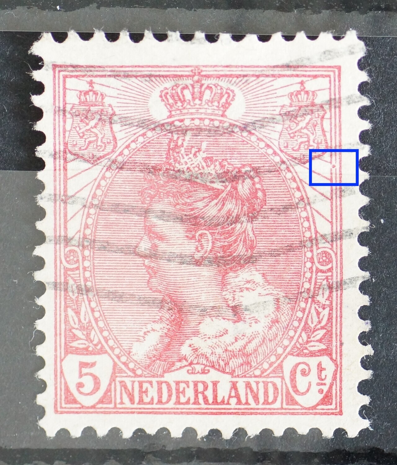 NVPH 60 - rode punt tussen kaderlijnen rechts