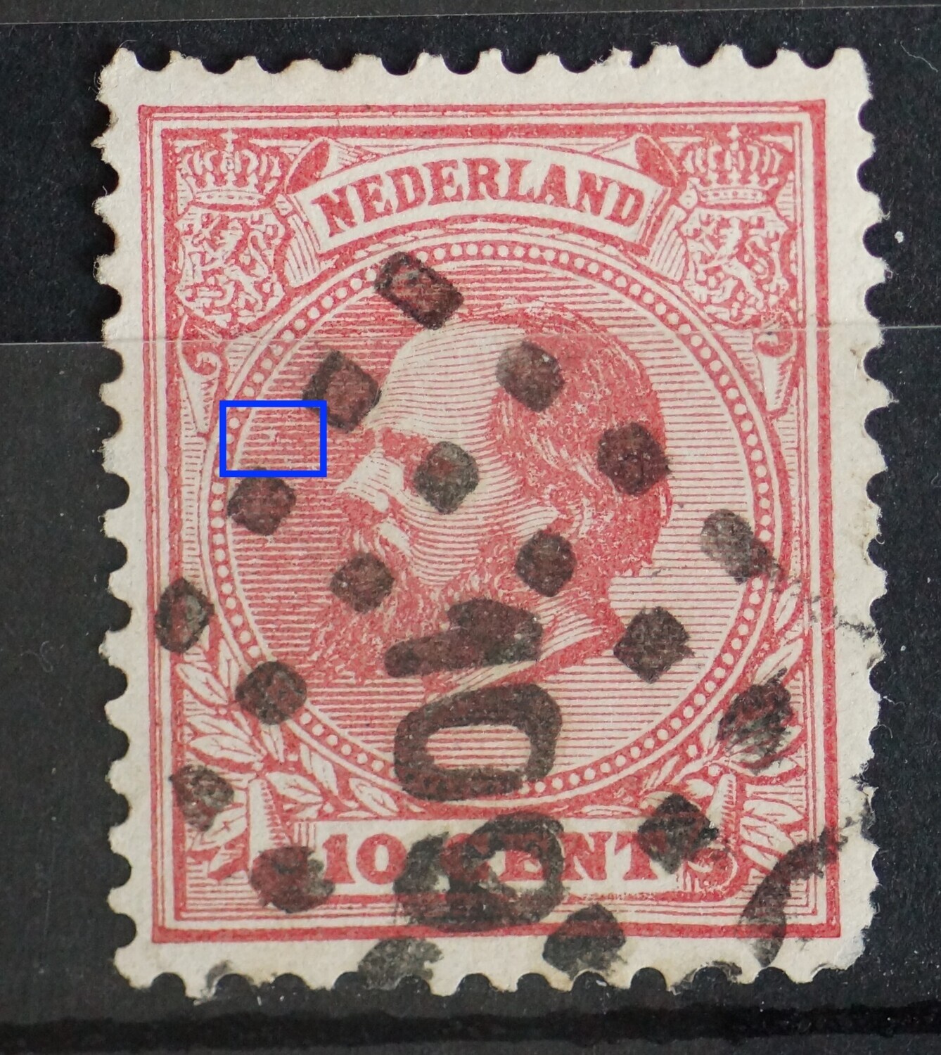 NVPH 21 - breuk in arcering voor het gezicht