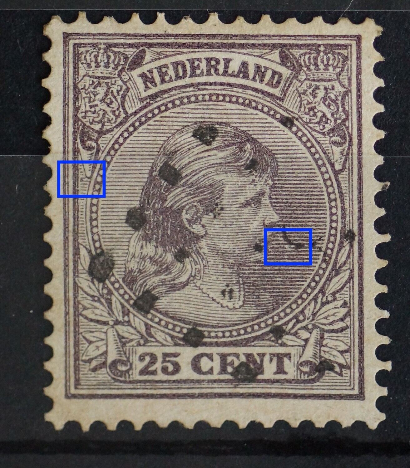 NVPH 42 - o.a. breuk in arcering rechts
