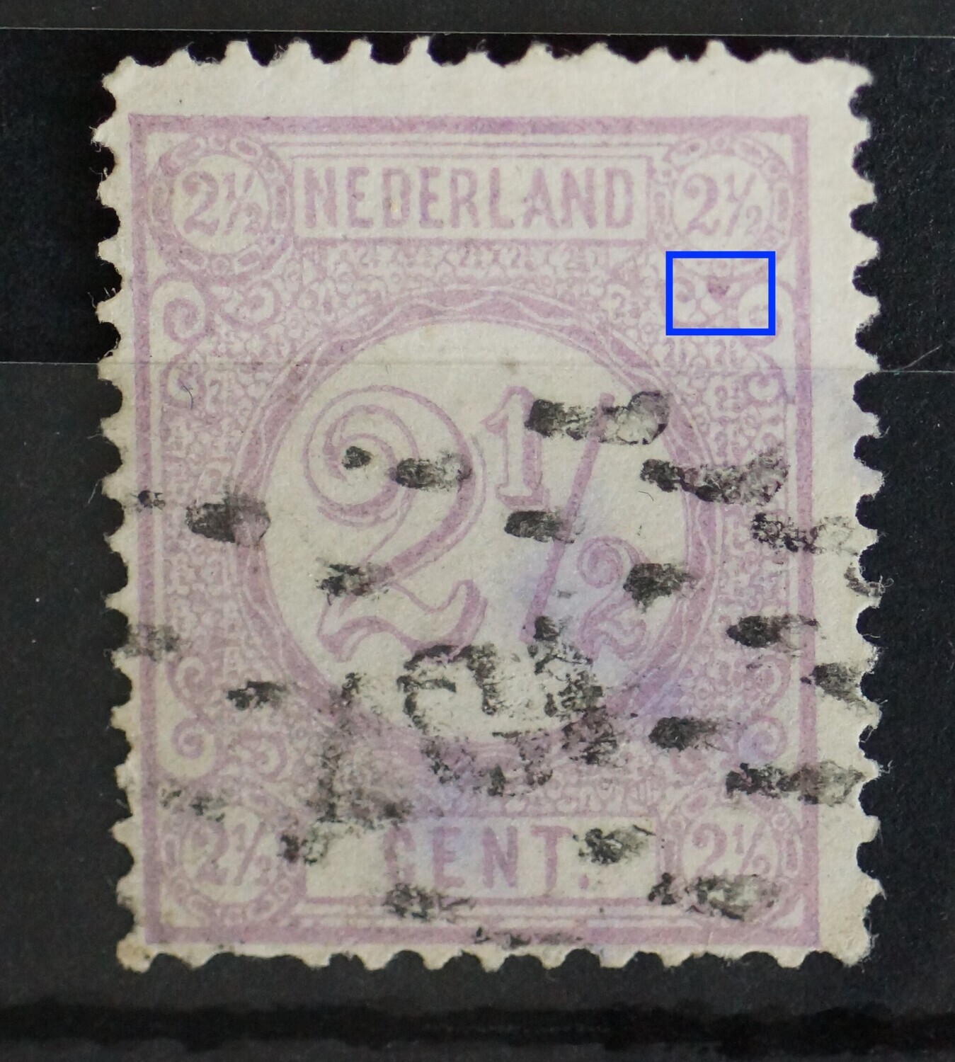 NVPH 33 - violette vlek onder de 2 1/2 rechtsboven