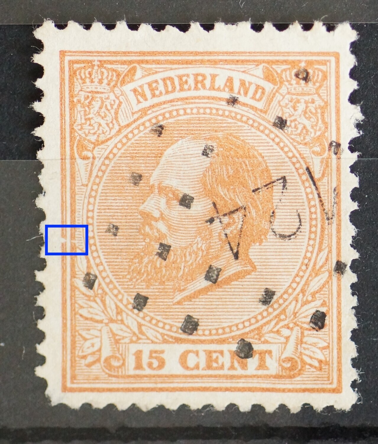 NVPH 23 - breuk in kaderlijn links NVPH 23 - breuk in kaderlijn links