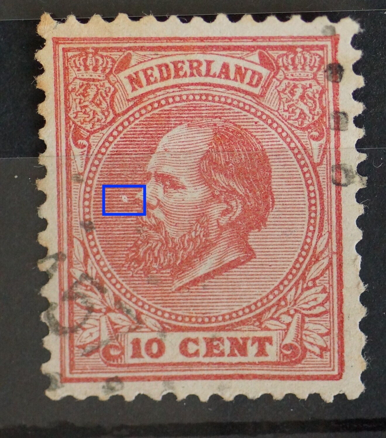 NVPH 21 -witte vlek in de arcering voor het gezicht NVPH 21 -witte vlek in de arcering voor het gezicht