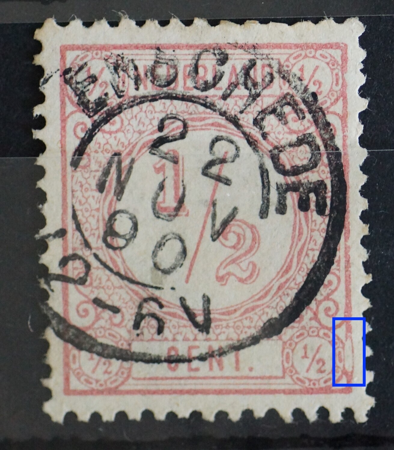 NVPH 30 - grote witte vlek rechtsonder