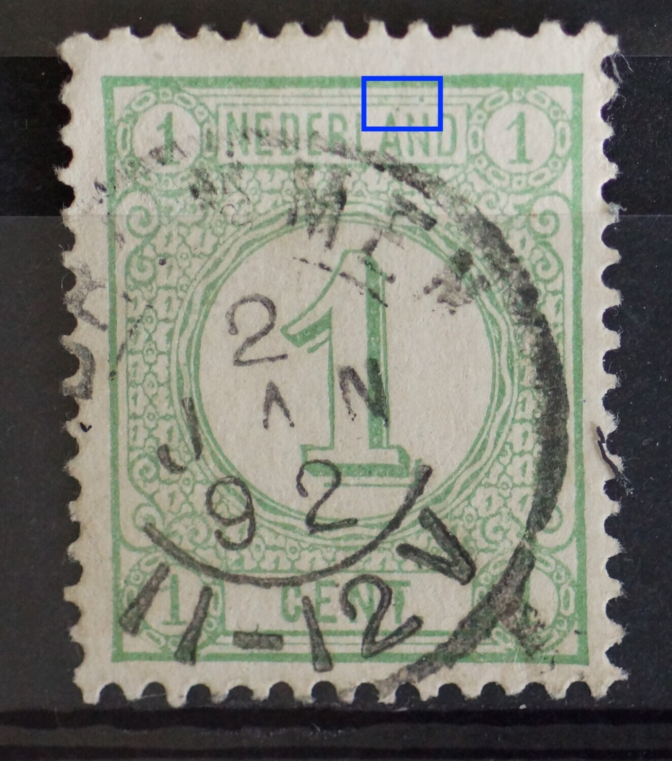 NVPH 31 - groene stippen boven AN van NEDERLAND