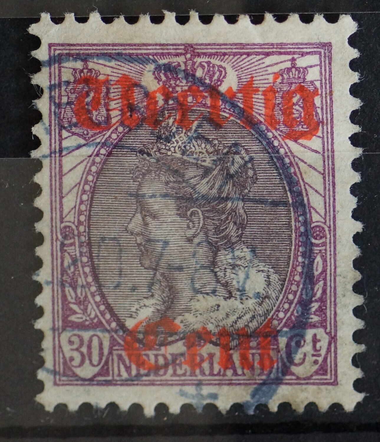 Heusden (1) in blauw op NVPH 102