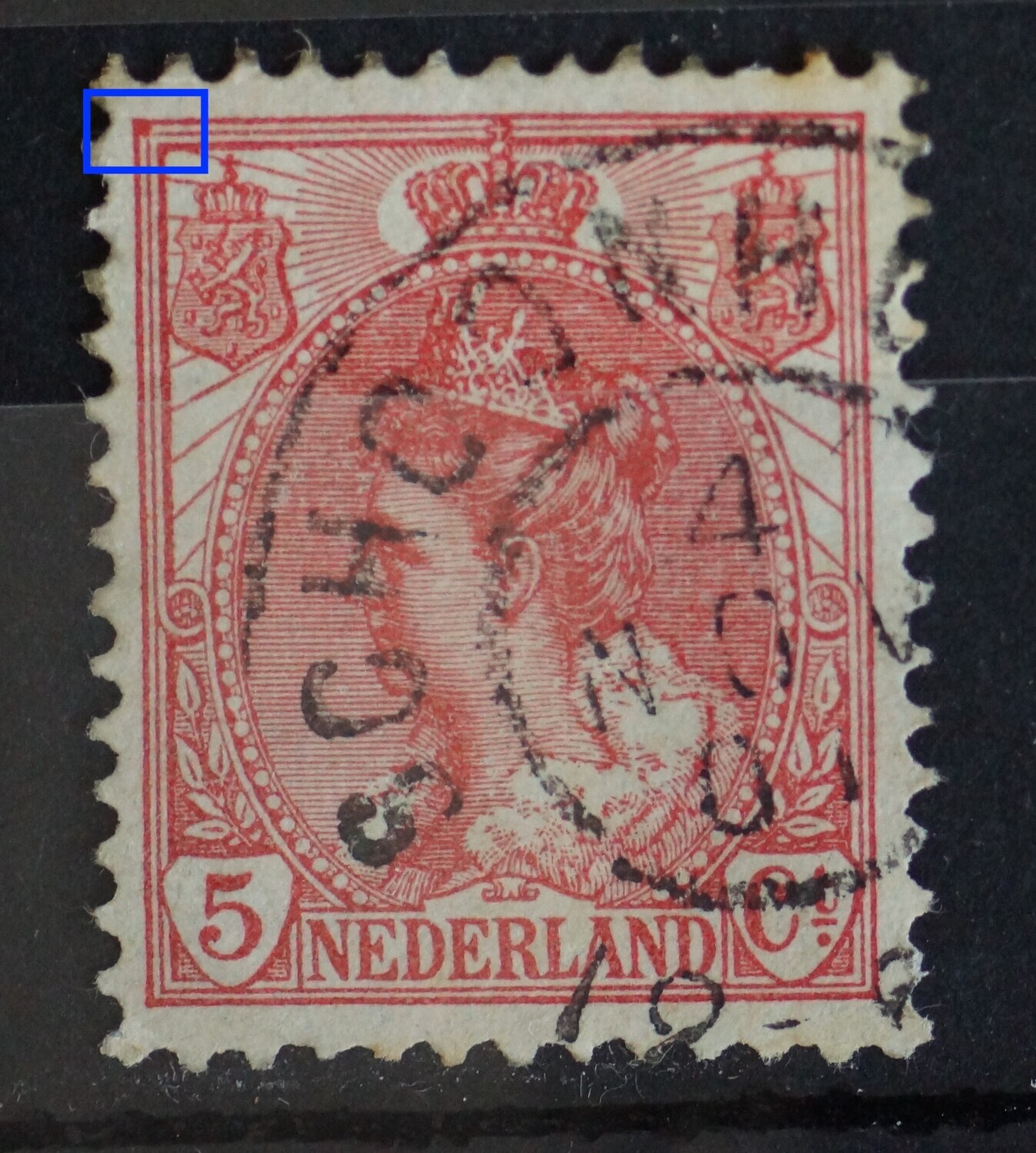 NVPH 60 - rode vlek in linker bovenhoek