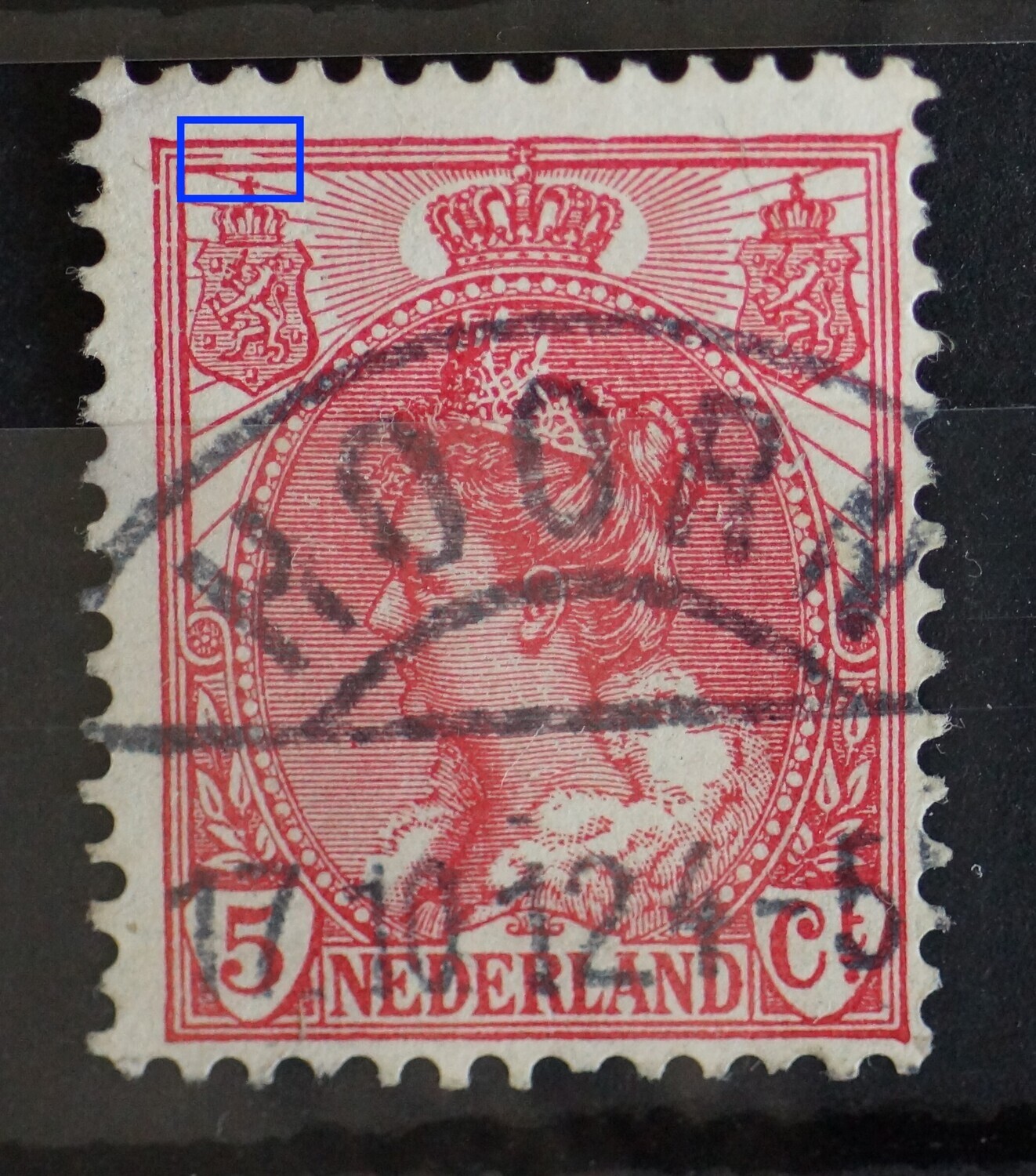 NVPH 60 - o.a. grote breuk in kaderlijn boven, links