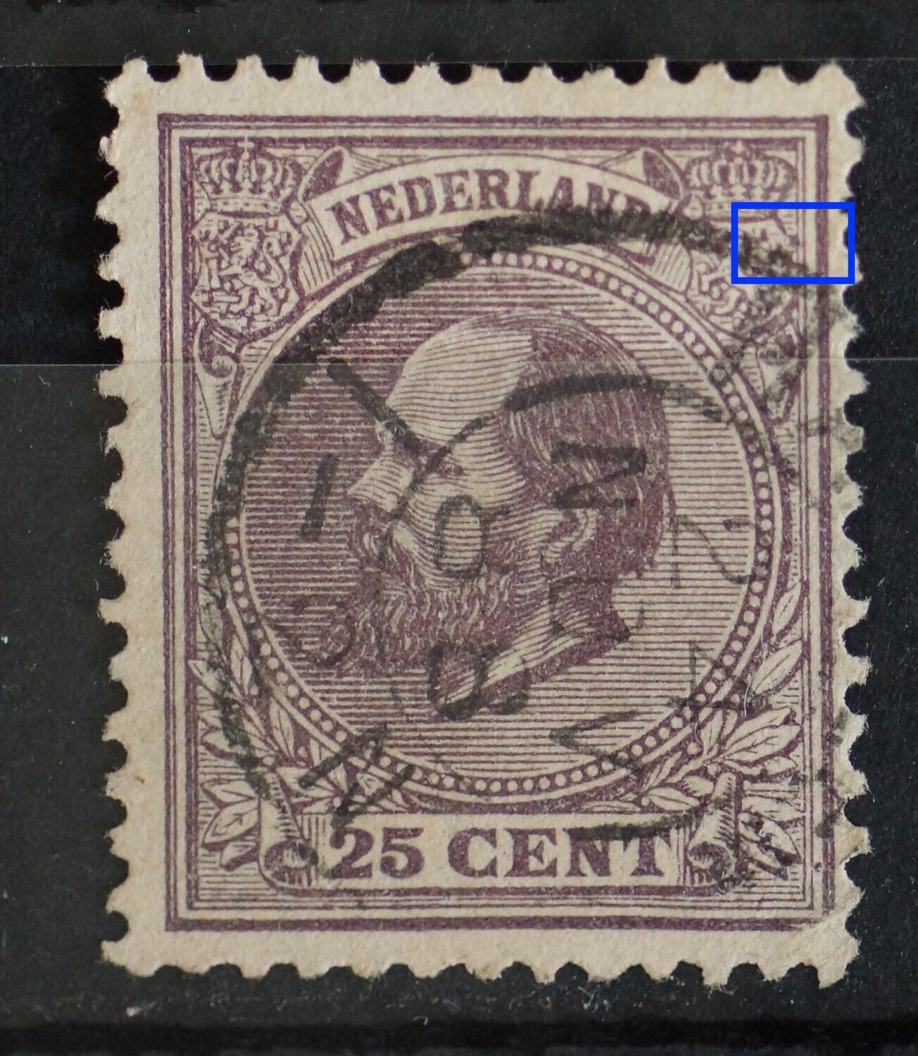 NVPH 26 - violette vlek bij rechter wapenschild