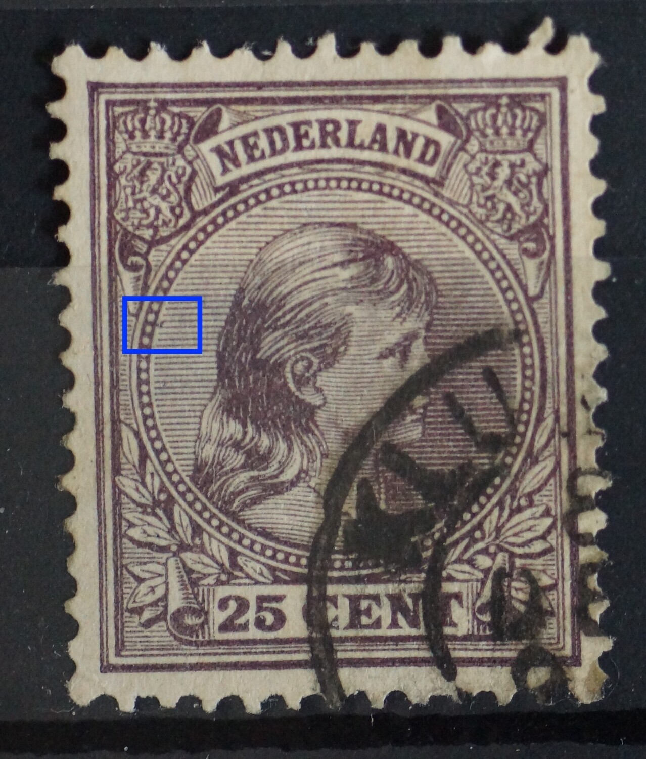 NVPH 42 - violet haakje aan de arcering links