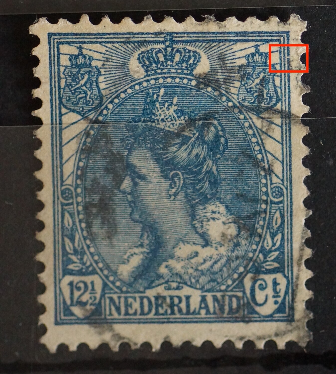 NVPH 63 - breukje in kaderlijn rechts, boven
