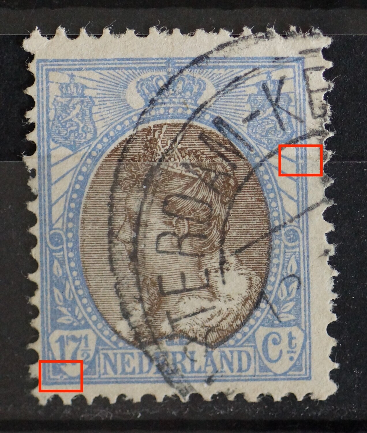 NVPH 67 - o.a. blauwe punt in de linker onderhoek NVPH 67 - o.a. blauwe punt in de linker onderhoek