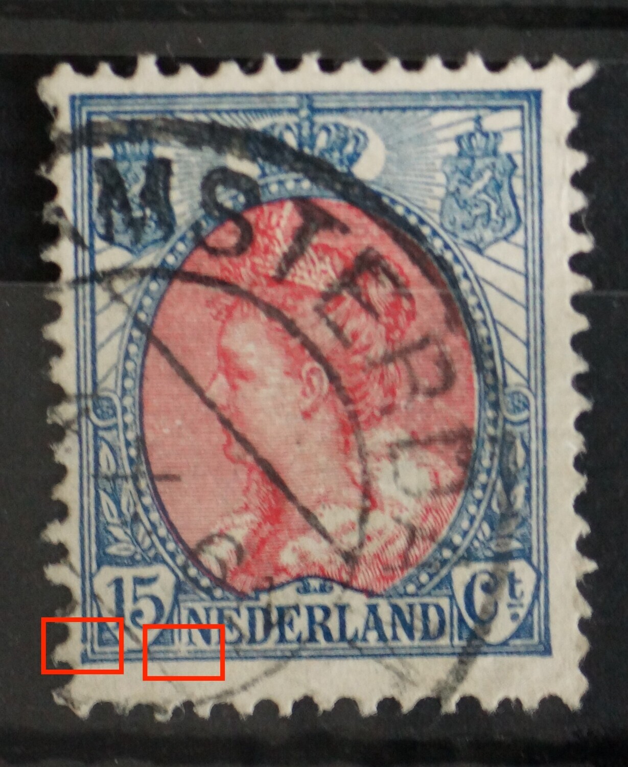 NVPH 65 - o.a. breuk in kaderlijn links, onder