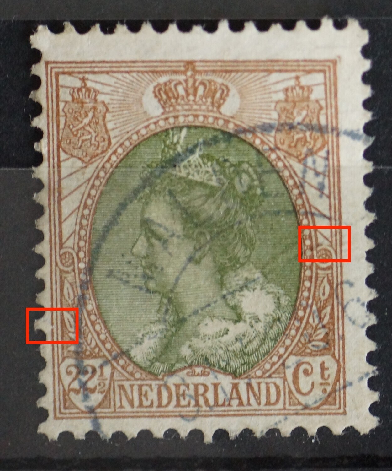 NVPH 70 - o.a. breuk in kaderlijn links
