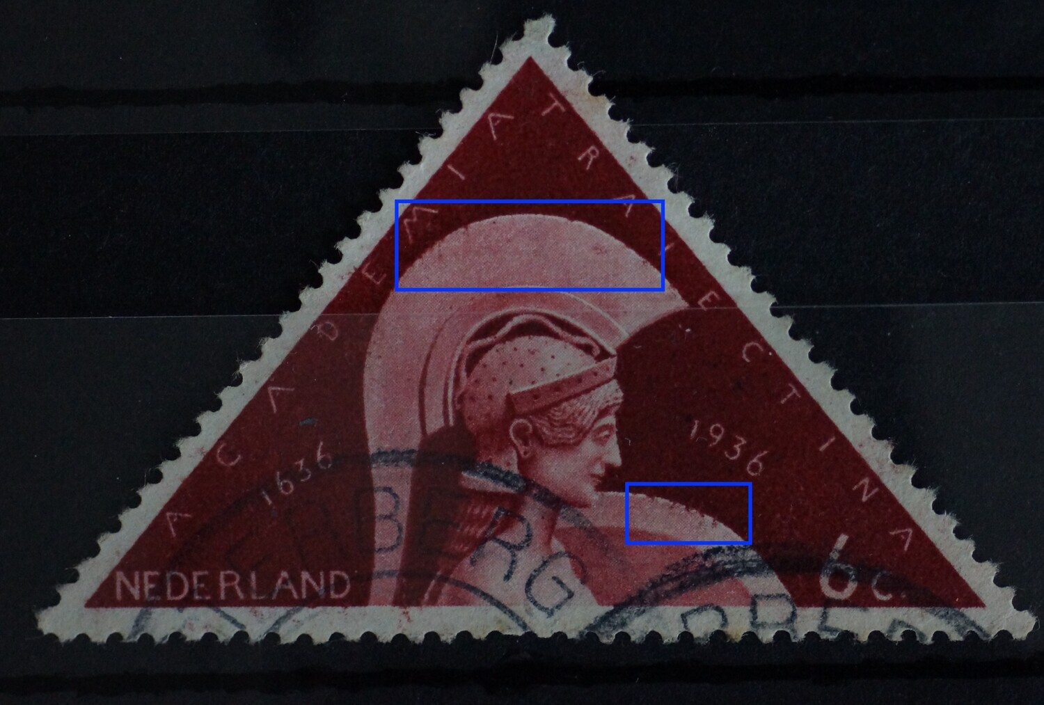 NVPH 287 - rode vlekken / uitloop op diverse plaatsen