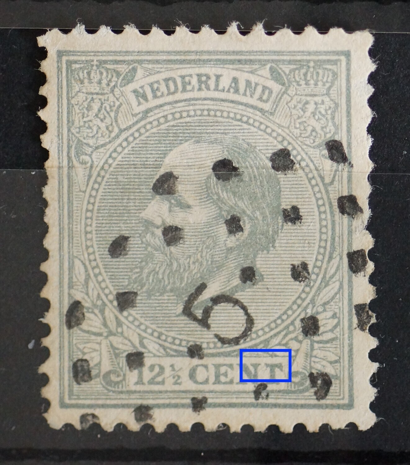 NVPH 22 - witte vlek in de balk van de T van CENT