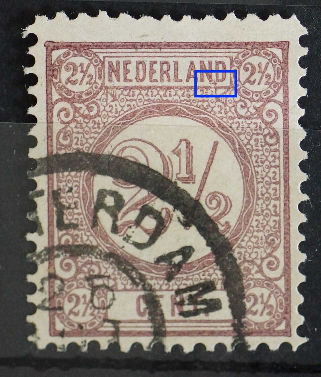 NVPH 33 - bijzondere violette vlek tussen ND van NEDERLAND