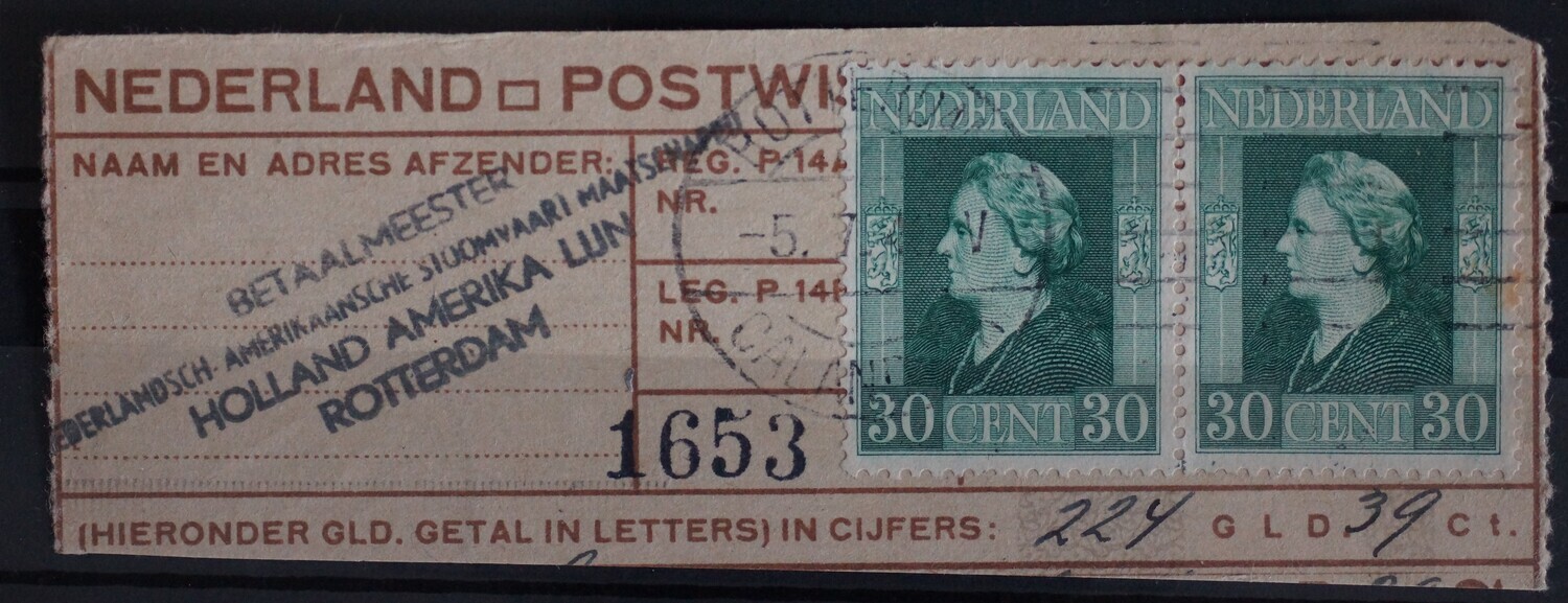 Postwisselstempel Rotterdam Calandstr. (V) op NVPH 440 (paar)