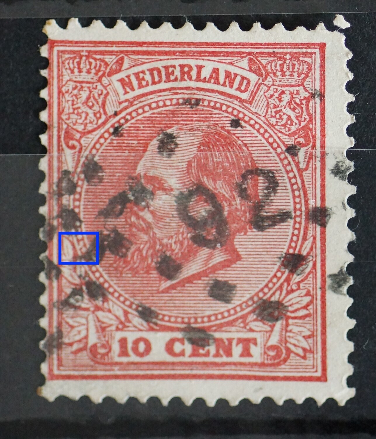 NVPH 21 - breuk in parelrand links