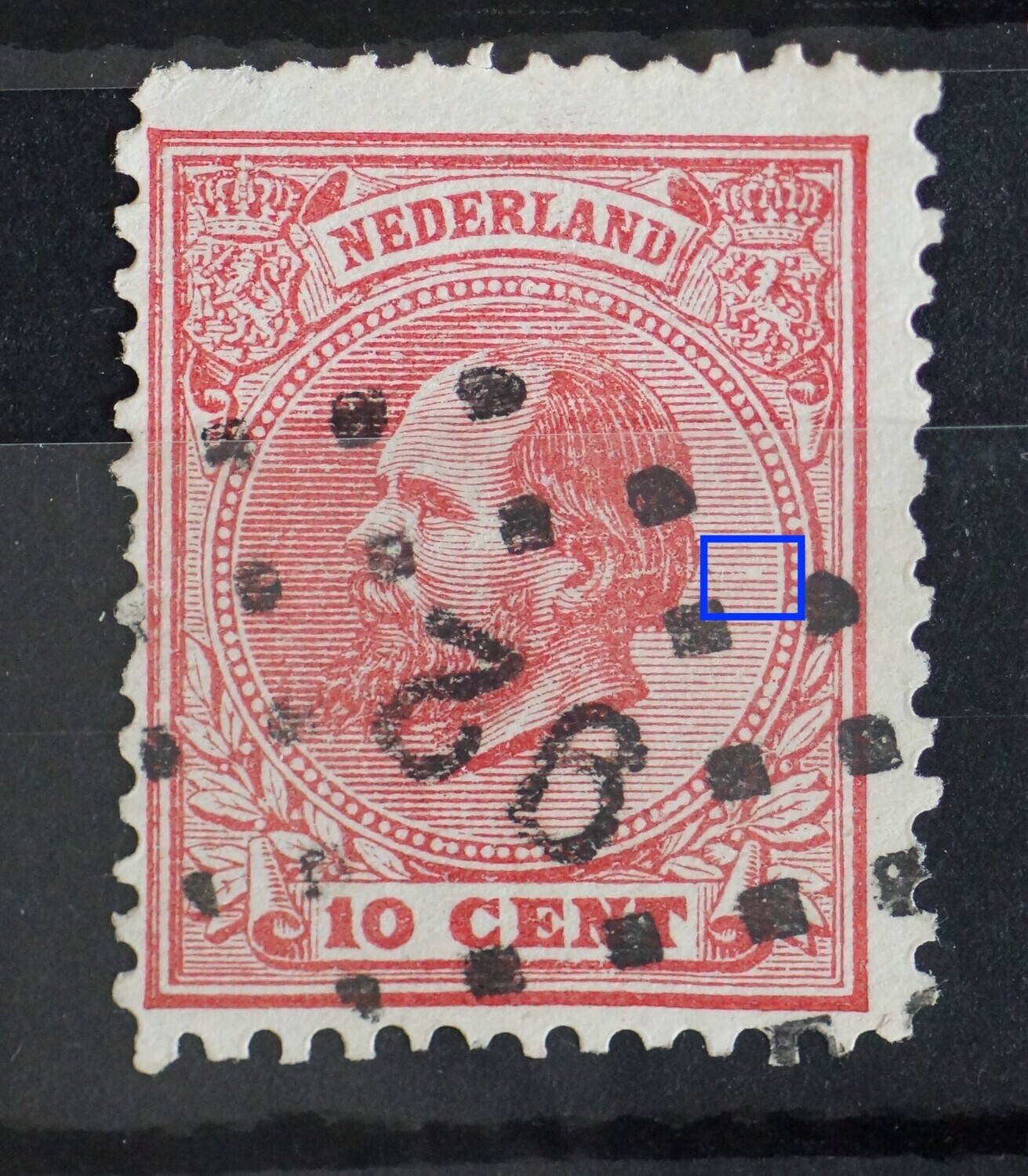 NVPH 21 - breuk in arcering rechts