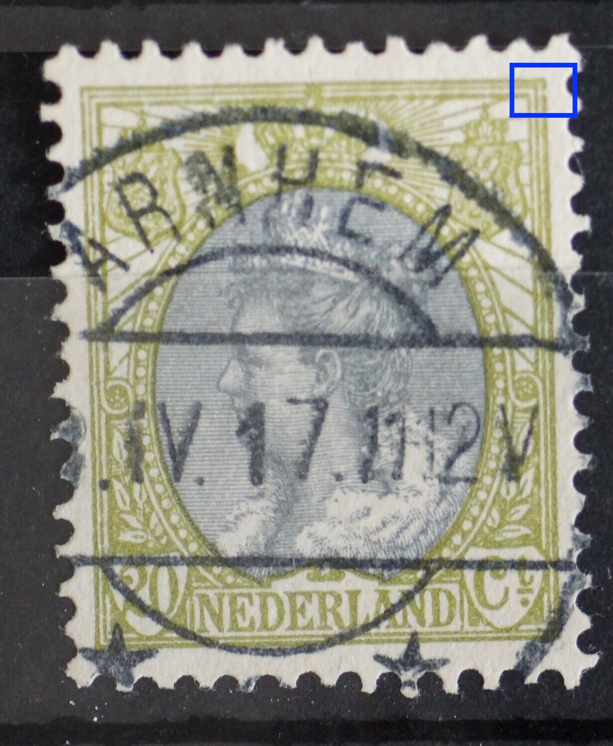 NVPH 69 - breuk in kaderlijn rechts, boven NVPH 69 - breuk in kaderlijn rechts, boven