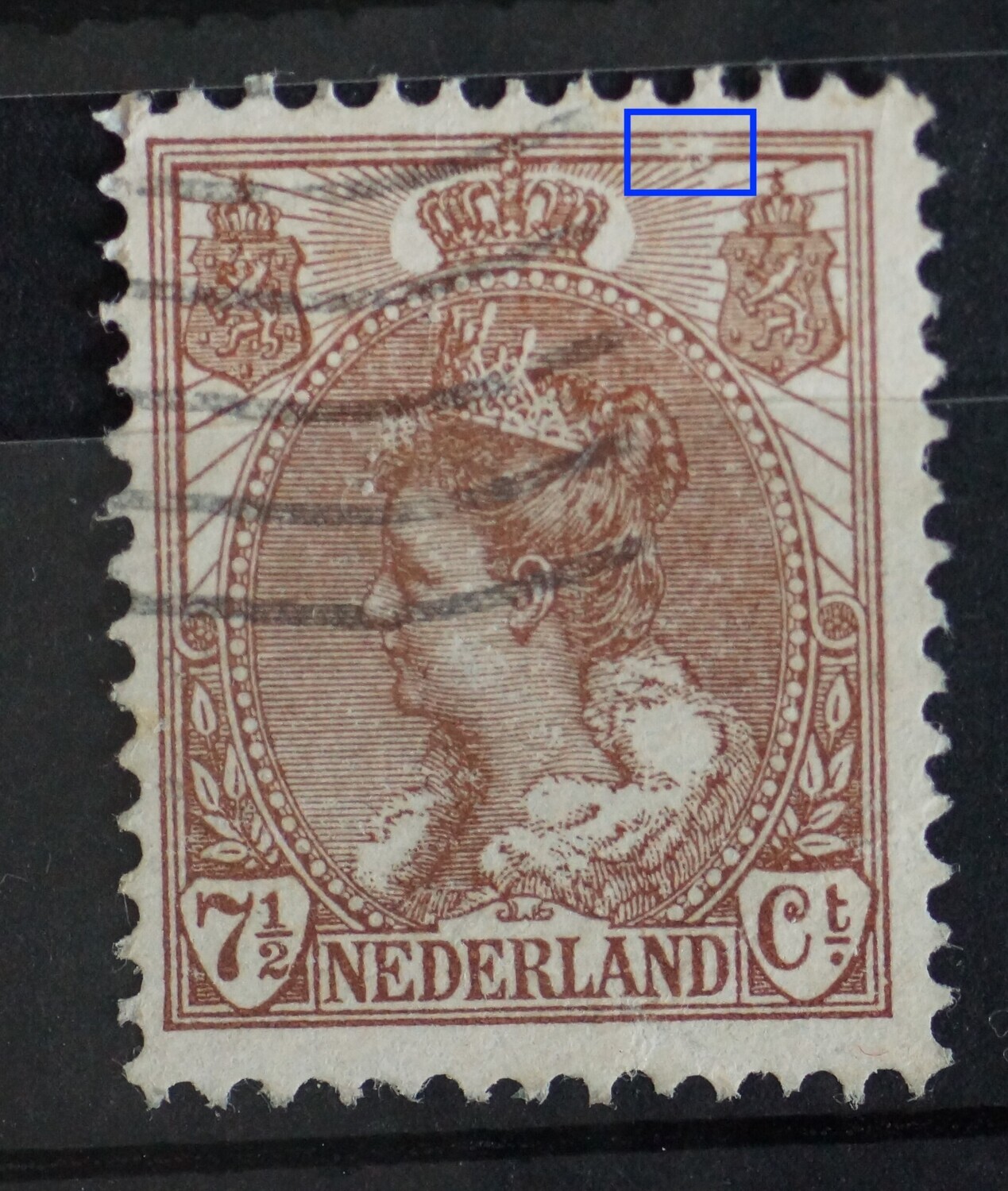 NVPH 61 - breuk in kaderlijn boven, rechts