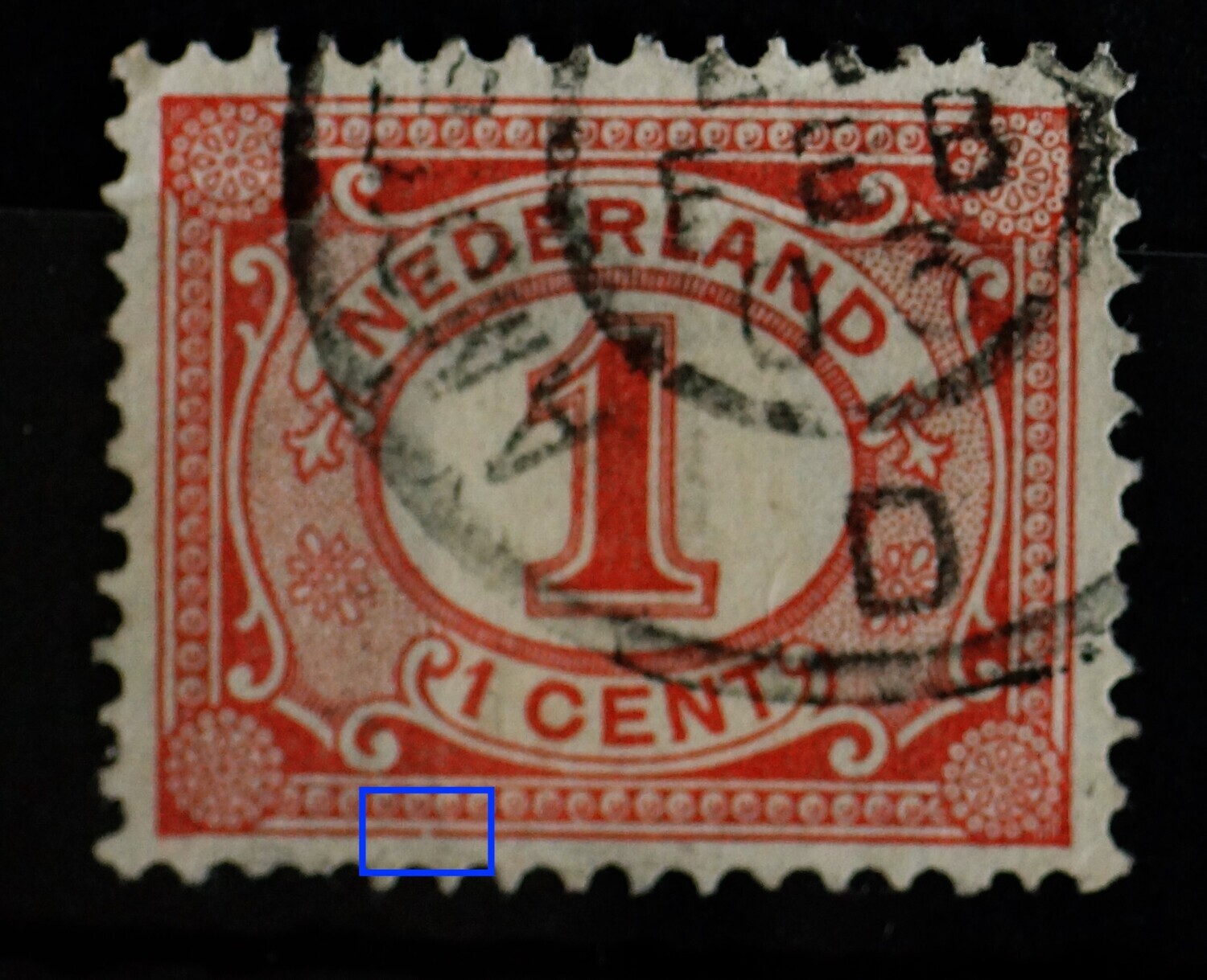 NVPH 51 - breuk in kaderlijn onder, links NVPH 51 - breuk in kaderlijn onder, links