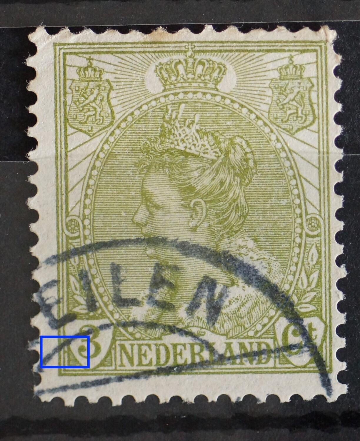 NVPH 57 - groene punt voor de 3 NVPH 57 - groene punt voor de 3