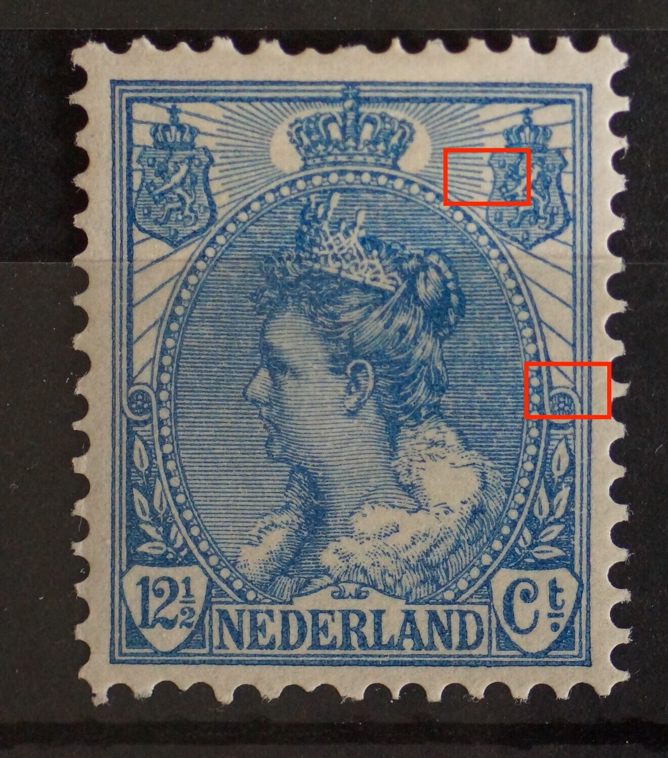 NVPH 63 - o.a. breuk in bovenzijde rechter rozet