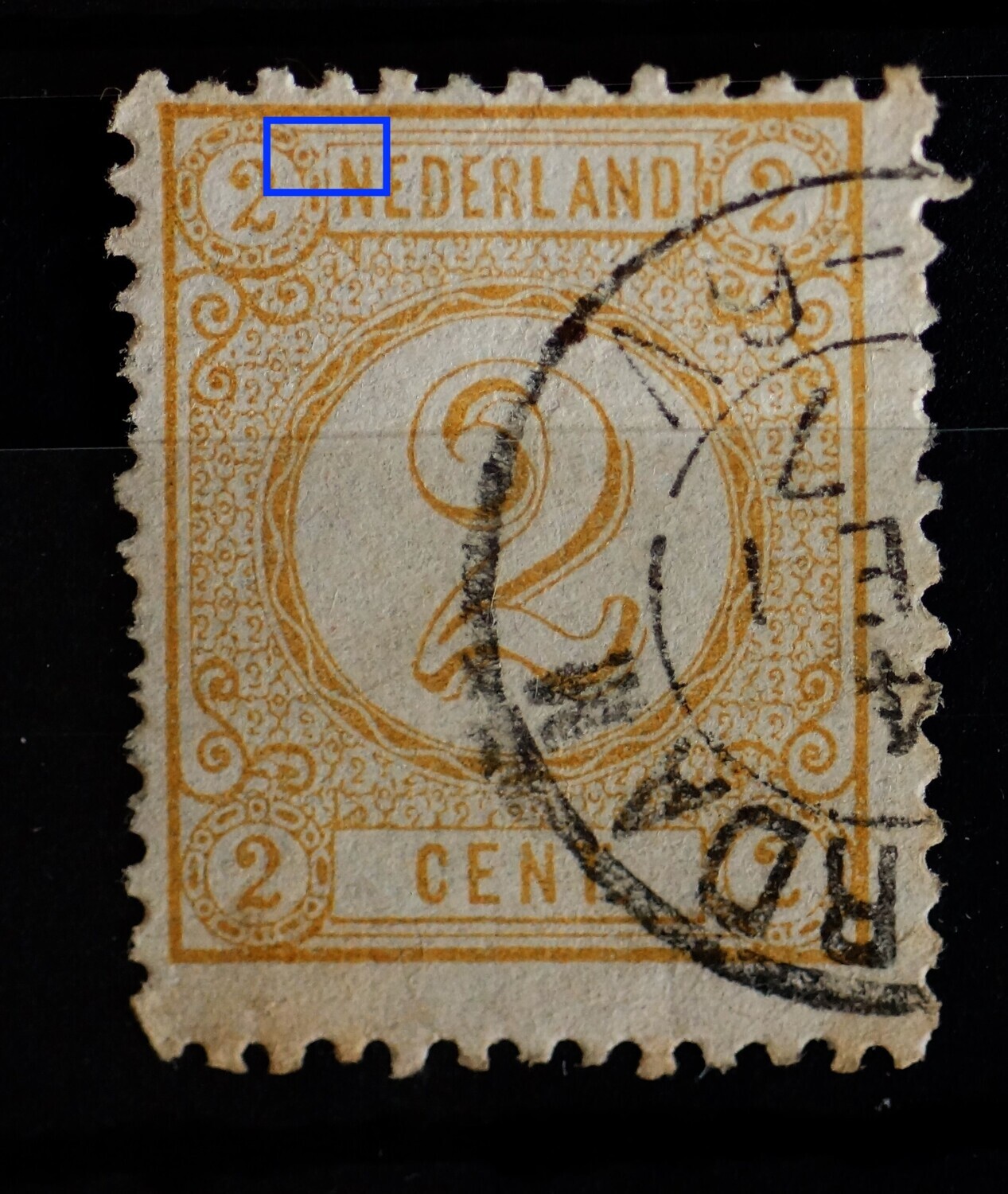 NVPH 32 - breuk in kaderlijn links van NEDERLAND NVPH 32 - breuk in kaderlijn links van NEDERLAND