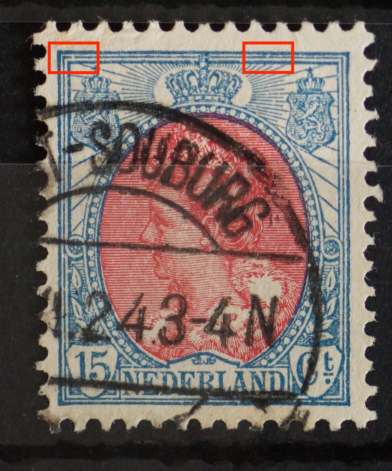 NVPH 65 - o.a.breuk in kaderlijn boven, links