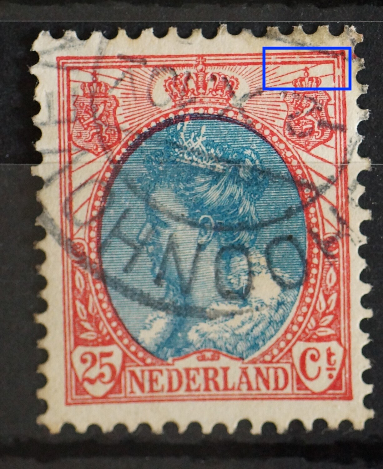 NVPH 71 - breuk in kaderlijn rechts en boven