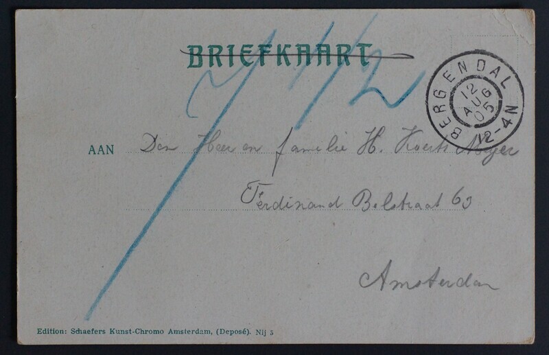 Berg en Dal op ongefrankeerde briefkaart (strafport 7,5 cent) Berg en Dal op ongefrankeerde briefkaart (strafport 7,5 cent)