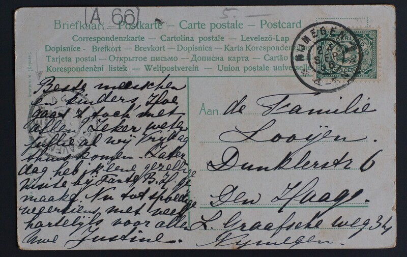 Nijmegen 1 op NVPH 55 op mooie AK (Waal bij Nijmegen) Nijmegen 1 op NVPH 55 op mooie AK (Waal bij Nijmegen)